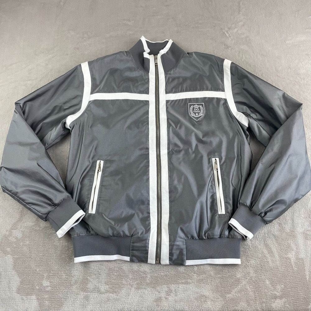 Dolce Gabbana Tennis Track Jacket Men 54 Grey Full Zip Lined Designer Italy Made